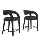 Modway - Pinnacle Cuir végane Tabouret de comptoir - Noir noir - Ensemble de 2-Ensemble de tabourets moderne