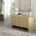 Manhattan Comfort - Buffet moderne Linda 60" à 4 portes - Chêne naturel-4 portes minimalistes à ouverture par pression et fermeture en douceur avec bords arrondis