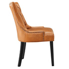 Modway - Regent Touffe Cuir végane Chaise à manger - Tan-Pieds en bois massif