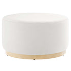 Modway - Tilden Grand Velours rond de performance de 29" Rembourré Ottoman - Albâtre naturel-Revêtement en velours de performance