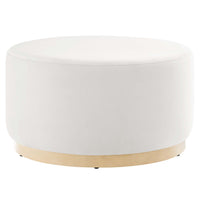 Modway - Tilden Grand Velours rond de performance de 29" Rembourré Ottoman - Albâtre naturel-Revêtement en velours de performance