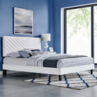 Modway - Roxanne Performance Velvet Lit de plateforme King, Blanc-Système de soutien en lattes de bois