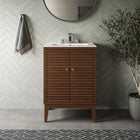 Modway - Ledger 24" Armoire de toilette de salle de bain (lavabo non inclus) - Noyer-Charnières à fermeture douce