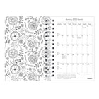 Blueline - 2027 agenda hebdomadaire/mensuel à colorier DoodlePlan avec reliure à double spirale – 8 po x 5 po – Botanica – bilingue-Chaque page a un dessin à colorier