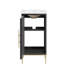 Modway - Awaken 18" Vanette de salle de bain - Blanc Noir-Construction en bois massif et MDF