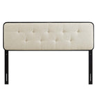Modway - Collins Touffe Tissu et bois Tête de lit complète, Noir beige-Bouton touffé