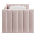 Modway - Veyla Chenal Touffé Performance Velvet Lit de jour jumelle avec Trundle, Rose-9