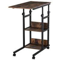 HOMCOM - Bureau debout mobile - 31,5 po L x 15,75 po l x 32,25 po H - marron-Conception à 3 niveaux, offre une grande capacité 