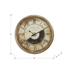 Monarch Specialties - Horloge - 30 po Rond - Mécanisme D'Engrenage - Surdimensionné Grand - Horloge Murale - Or Antique-Fabriqué à partir d'un cadre en plastique durable, fini en or antique classique avec des aiguilles en métal noir, sous une surface en verre pour une protection accrue