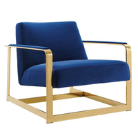 Modway - Seg Performance Velvet Chaise d’accent - Marine d’or-Chaise d’accent moderne