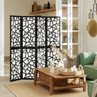 HOMCOM - Séparateur de pièce autoportant à motif géométrique 4 panneaux pour chambre - noir-Ce séparateur de pièce à quatre panneaux s’étend jusqu’à 63 po (160 cm) de largeur pour une gestion flexible de l’espace  
