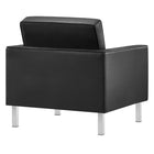 Modway - Loft Touffe Cuir végane Fauteuil - Argent noir-Capsules de pied non marquées