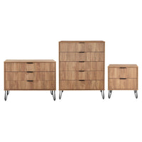 Manhattan Comfort - Dumbo table de chevet moderne, commode et commode haute 5 tiroirs - brun doré - ensemble de 3-Commode de chambre moderne-contemporaine avec une touche de glamour comprenant une commode standard, une commode haute et une table de nuit 2.0