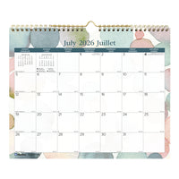 Blueline - Calendrier Mural Scolaire Mensuel 12 Mois  D’Août À Juillet – 15 po H x 12 po l - Motif Splash – Bilingue-12 mois, de juillet à juin