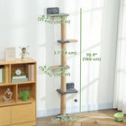 PawHut - Meuble mural pour chat avec 4 plateformes de repos pour intérieur - gris foncé-Un poteau entièrement en sisal satisfait les besoins naturels de griffades, protégeant vos meubles 