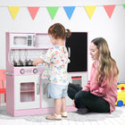 Qaba - Cuisine de jeu pour enfants avec tableau noir, machine à glaçons - rose-Téléphone inclus favorise le jeu imaginatif à travers des appels fictifs 