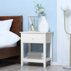 HOMCOM - Table de nuit moderne 13,8 po - blanc-1 tiroir coulissant offre un espace de rangement pratique 