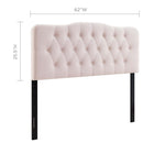 Modway - Annabel Touffe de diamant Performance Velvet Tête de lit Queen, Rose-Sellerie en velours en polyester