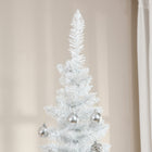 HOMCOM - Sapin de Noël artificiel 7' mince - décoration de fête - blanc-Couleur : Blanc 