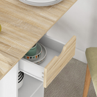 HOMCOM - Table à manger pliante à abattant avec tiroir et étagères de rangement pour 4-6 personnes - chêne-Les charnières en acier allié de qualité et les axes de contrôle sous le plateau offrent un soutien solide 