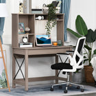 HOMCOM - Bureau d'ordinateur avec rangement - 41,3 po L x 19,7 po l x 54,1 po H - marron-La construction en panneau de particules et en acier assure la stabilité du bureau