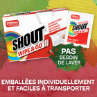 Shout - Wipe & Go Lingettes Detachant Instantane - paquet de 12-Produit efficace sur les taches, mais doux sur les tissus