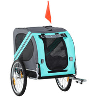 Aosom - Remorque de vélo pour chien, chariot pour animal de compagnie, wagon de voyage, porte-bagages pour vélo avec attelage, pliable pour voyager, vert-Cadre en acier robuste et tissu Oxford 600D durable 