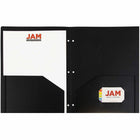 JAM Paper - Dossier scolaire robuste à 3 trous et 2 pochettes - noir - Paquet de 6-Quantité : 6 dossiers par paquet