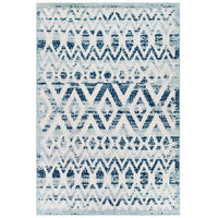Modway - Reflect Treillis marocains Tamako Diamond et Chevron Tapis intérieur / extérieur de 5 pi l x 8 pi L - Ivoire et bleu-Tapis de treillis marocain en diamant vieilli et chevron