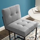Modway - Privy Acier inoxydable noir Tissu rembourré Tabouret de comptoir - Noir Gris clair-Base géométrique en acier inoxydable noir mat