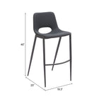 Zuo - Desi Tabouret de bar sans accoudoirs - Noir - Ensemble de 2-Rembourrage moelleux et confortable