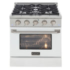 Kucht - 30 po Série KNG Cuisinière Pro Style au gaz naturel - Acier inoxydable/Blanc-Cette cuisinière à gaz à quatre brûleurs comprend deux brûleurs de 15 000 BTU et deux brûleurs de 9 000 BTU