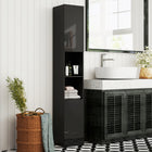 Kleankin - Armoire de salle de bain haute brillance avec porte et étagères - noir-Couleur : Noir 