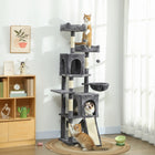 PawHut - Arbre à chat 70 po, tour multi-niveaux avec 2 condos - gris foncé-Le design à plusieurs niveaux offre beaucoup d’espace pour que plusieurs chats en profitent 