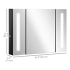 Kleankin - Armoire à pharmacie éclairée LED avec miroir et port de charge USB - noir brillant-La surface en mélamine offre une protection contre l’eau et est facile à entretenir 