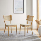 Modway - Caledonia Tissu tapis Chaise à manger Ensemble de 2 - Beige gris-Siège rembourré en tissu