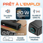 Delton - Enceinte d'ordinateur SB200 de 20 watts, avec barre de son filaire/sans fil, noire-Peut fonctionner avec une batterie interne longue durée ou être branché sur un port USB pour une alimentation continue.