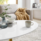 Modway - Lippa Ovale de 42 po Bois Table basse - Or Blanc-Tampon feutre non marquant