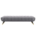Modway - Adept Performance Velvet Banc - Gris-Capuchons de pied en métal doré