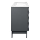 Modway - Render 48" Meuble de salle de bain à double lavabo - Gris blanc-Tiroirs à extension complète