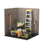 Suncast - Remise de rangement Everett 6 pi x 5 pi - Taupe foncé-Les loquets métalliques supérieur et inférieur maintiennent les portes fermées et en place.