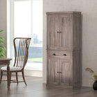 HOMCOM - Armoire de cuisine haute avec tiroir - grain de bois foncé-Son grand tiroir et sa conception à 6 niveaux offrent un vaste espace de rangement 