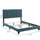 Modway - Amira Performance Velvet Lit Queen, Bleu de mer-Revêtement en velours de performance