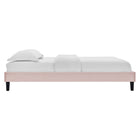 Modway - Reign Performance Velvet Cadre de lit plateforme Queen, Rose-Velours de performance résistant aux taches
