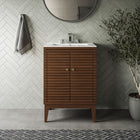 Modway - Ledger 24" Vanette de salle de bain - Blanc noyer-Construction en bois massif de Mindi