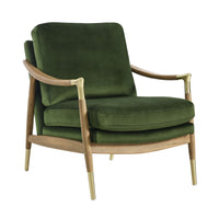 Modway - Langford Performance Velvet Fauteuil d’accent - Noyer vert mousse-Chaise d’accent polyvalente