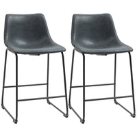 HOMCOM - Tabourets de bar hauteur comptoir avec dossier - noir - paquet de 2-Design classique en cuir PU vieilli 
