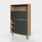 Nexera - Bureau mural Slim, Muscade et gris charbon-Pouvant aussi être utilisé comme bar, ce meuble offre une porte à rabat au style moderne servant de surface de travail lorsque ouverte. Permet de dissimuler de façon discréte les fils et autres accessoires lorsque la porte à rabat est fermée