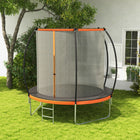 Soozier - Trampoline 10 pi avec filet de sécurité et échelle-Le filet d’enceinte en PP, les poteaux courbés et le coussin de sécurité couvrent les côtés pour éviter les blessures lors des rebonds