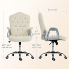 Vinsetto - Fauteuil de bureau vanité avec roulettes pivotantes - beige-Dossier mi-hauteur, accoudoirs rembourrés et mousse pour le soutien et le confort